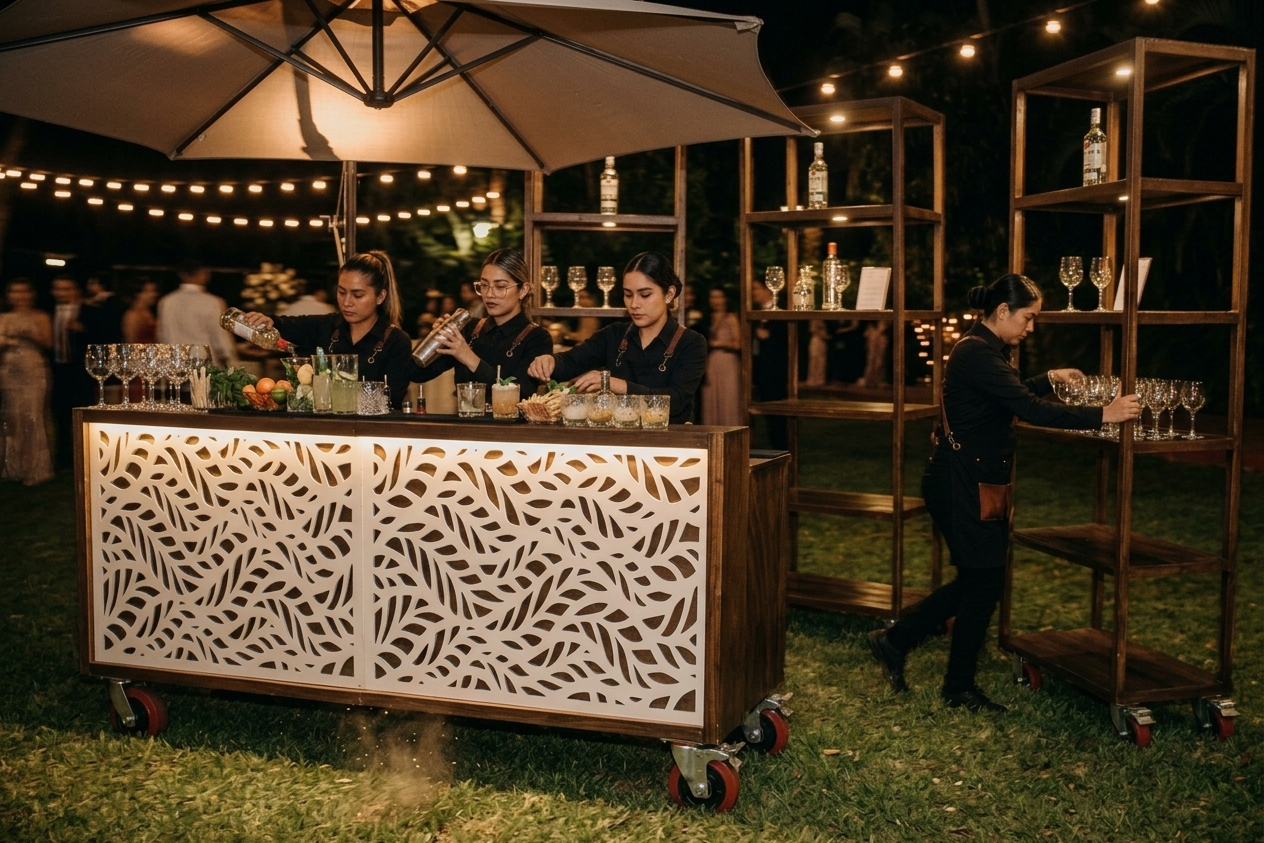 Barra móvil de mixología: eventos y usos principales
