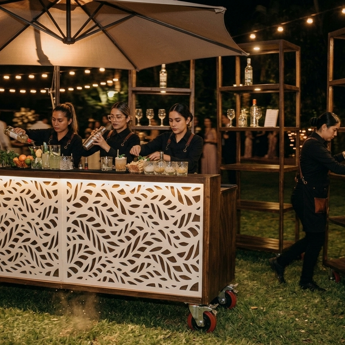Barra móvil de mixología: eventos y usos principales