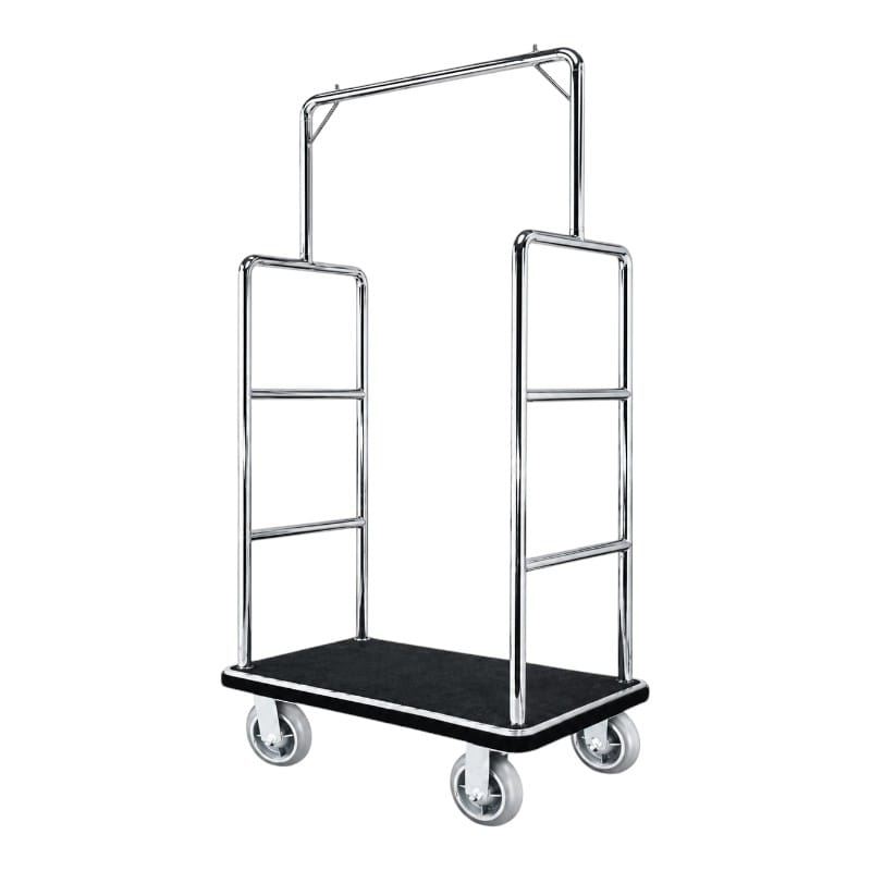 Carro Bell Boy Modelo Rack con Barandal Doble de Acero al Carbón Cromado | Personalizado y a Medida