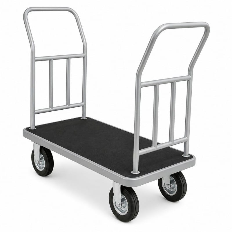 Carro de Carga con Plataforma, 2 Asas y Barandillas Laterales de Acero al Carbón Pintado | Personalizado y a Medida