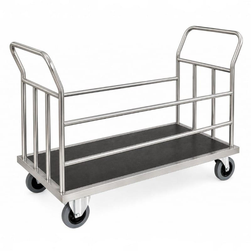 Carro de Carga con Plataforma, 2 Asas y Barandilla Completa de Acero Inoxidable Satinado | Personalizado y a Medida