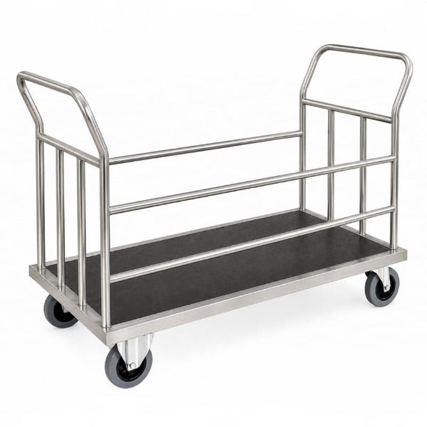 Carro de Carga con Plataforma, 2 Asas y Barandilla Completa de Acero Inoxidable Satinado | Personalizado y a Medida