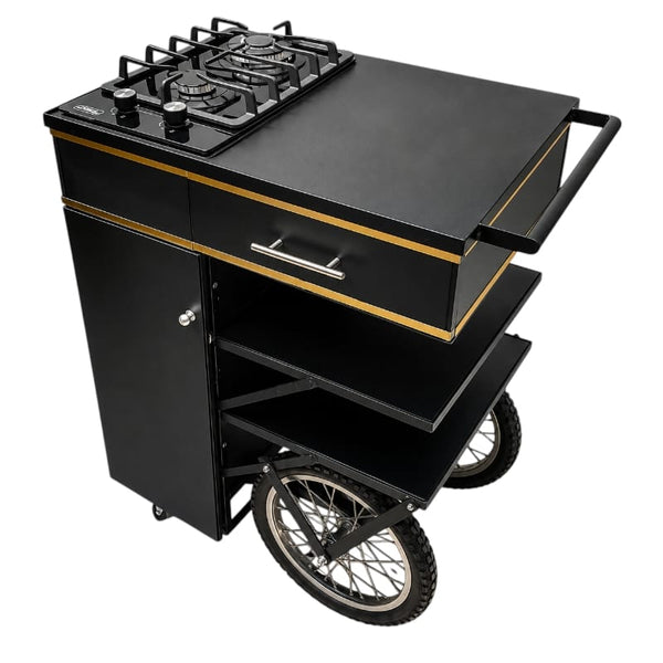Carro Flambé Corto Estilo Vintage con Estufa de Gas | Personalizado y a Medida