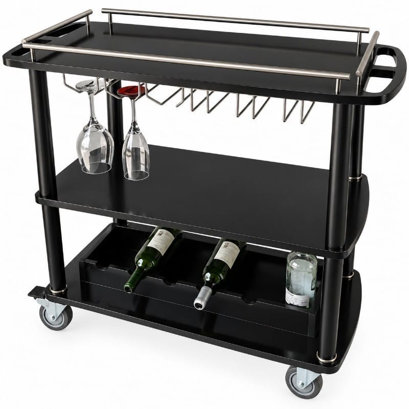 Carro de Servicio para Salón Madera con Cava Laqueado | Personalizado y a Medida