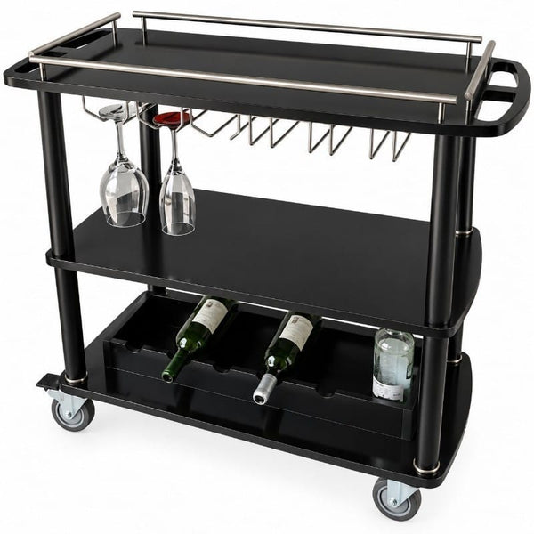 Carro de Servicio para Salón Madera con Cava Laqueado | Personalizado y a Medida